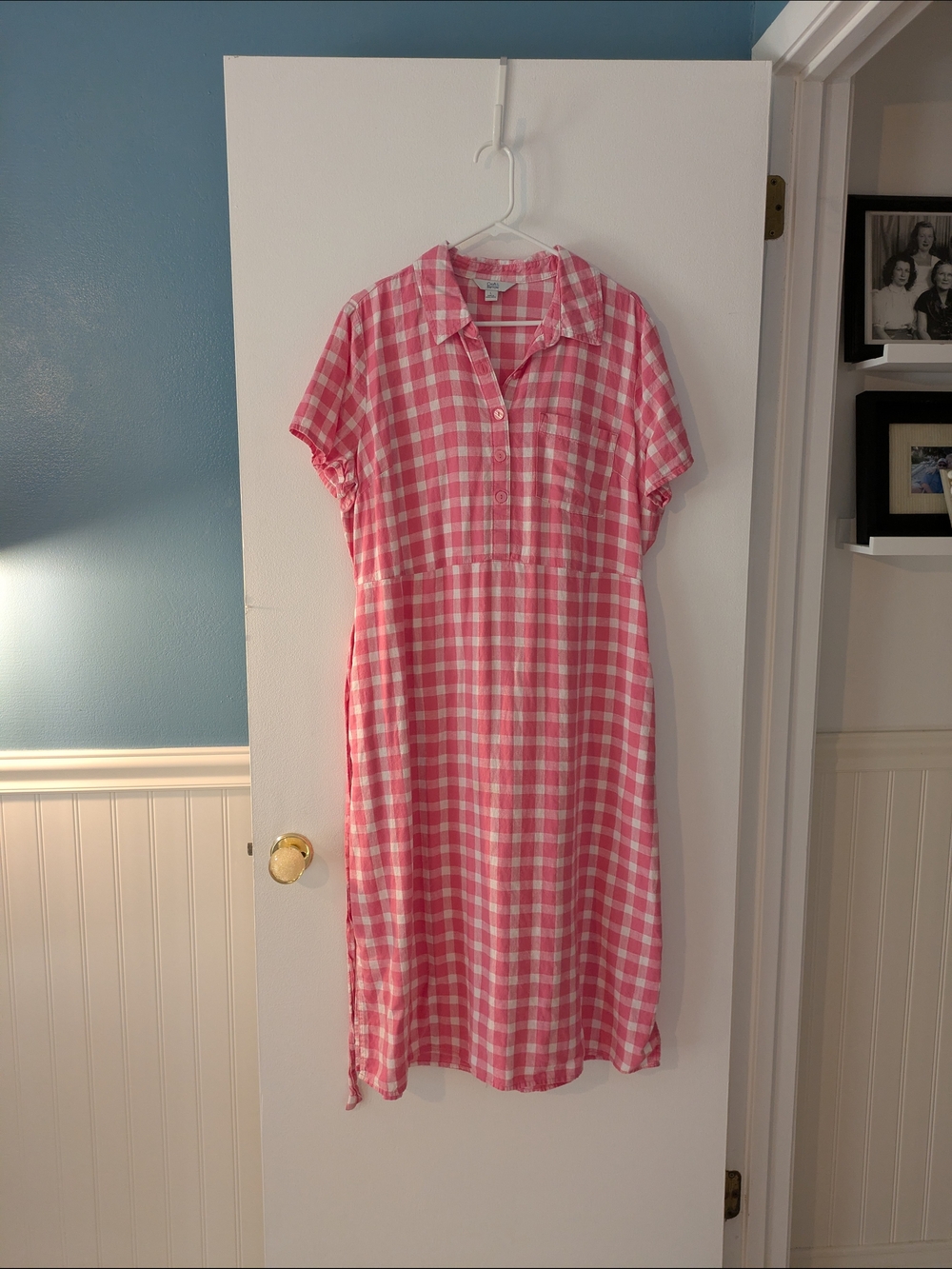 croft & barrow Pink and White Gingham Button Shirt